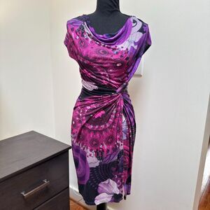 Vintage Desigual Purple Midi Dress \ Y2K 90s Boho Purple Desigual Dress \ Sz MD